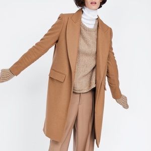 ZARA Camel Wool Blend Coat